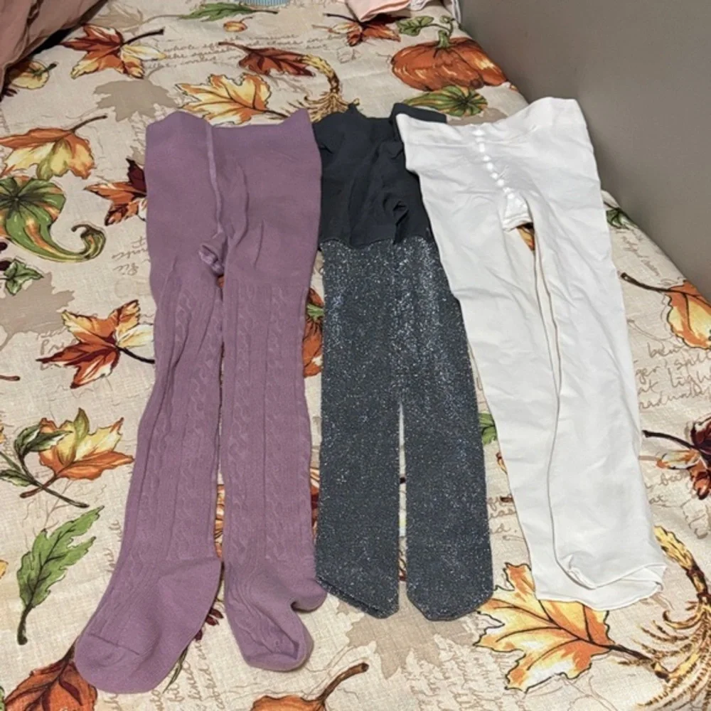 Kids' Tights Set - Purple, Black, and White